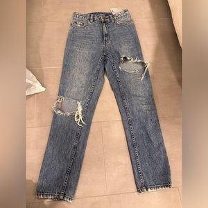 Ksubi Blue Straight Leg Distressed Jeans